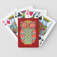 Colorful Retro Owl Playing Cards