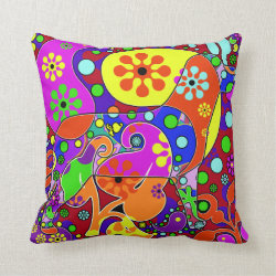 Colorful Retro Paisley Dog Throw Pillow Pillows