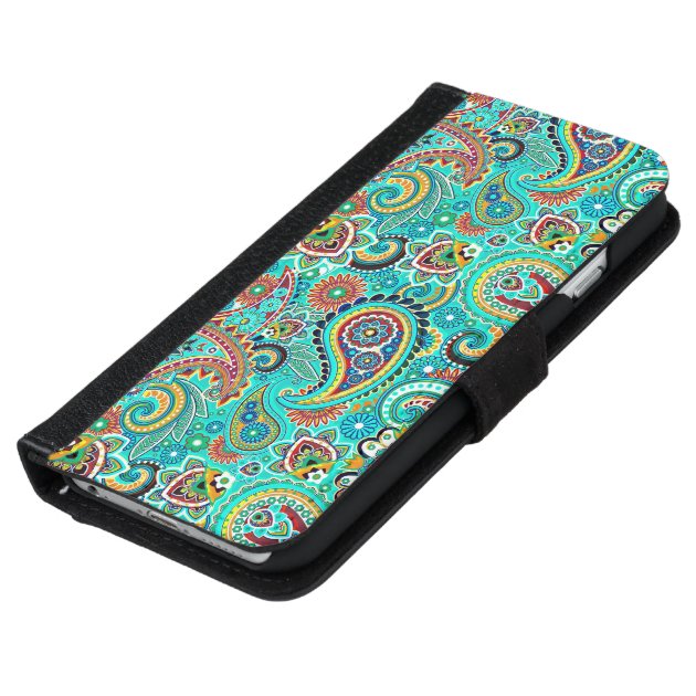 Colorful Retro Paisley iPhone 6 Wallet Case-5