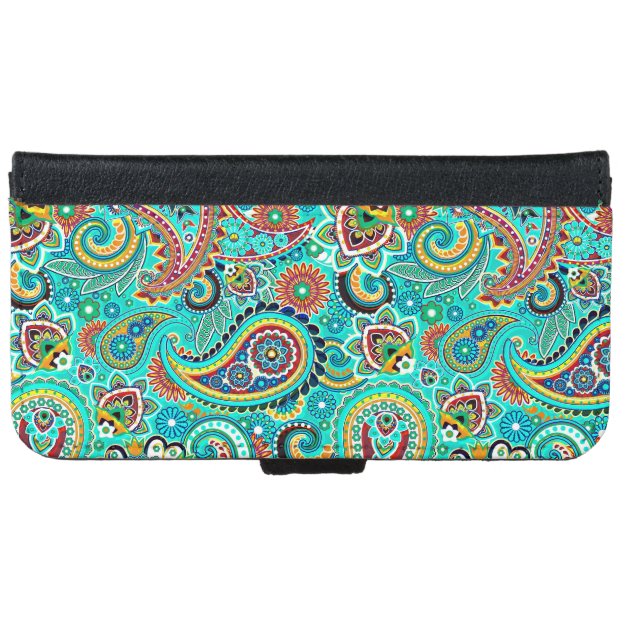 Colorful Retro Paisley iPhone 6 Wallet Case-4