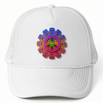 COLORFUL RETRO PEACE SIGN MESH HATS