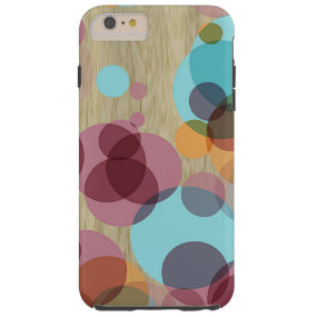 Colorful Retro Polka Dots Pattern Faux Wood Tough iPhone 6 Plus Case