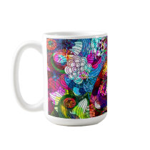 Colorful Retro Romantic Floral Collage Coffee Mugs