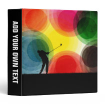Colorful Retro Silhouette Golfer binders
