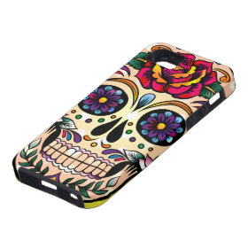 Colorful Retro Skull Flowers & Roses iPhone 5 Case
