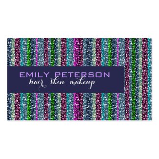 Colorful Retro Stripes Glitter Pattern Double-Sided Standard Business Cards (Pack Of 100)