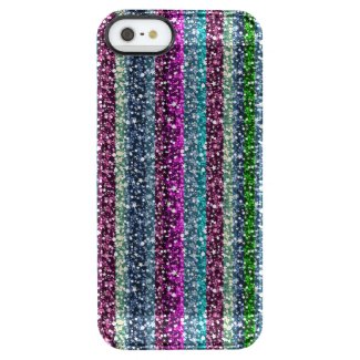 Colorful Retro Stripes Glitter Pattern Uncommon Clearly™ Deflector iPhone 5 Case