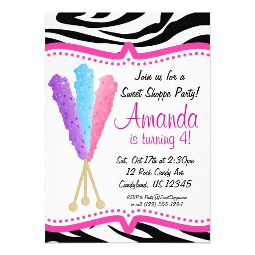 Colorful Rock Candy Birthday Party Invitation