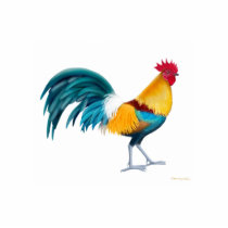 Colorful Rooster Holiday Ornament photo sculptures