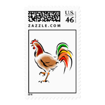 Colorful Rooster Stamp