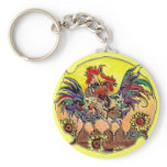 COLORFUL ROOSTERS by SHARON SHARPE keychains