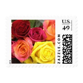 Colorful Rose Bouquet Flowers Postage Stamps