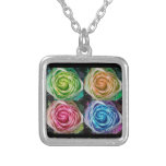 Colorful Rose Spirals With Love Necklace