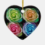 Colorful Rose Spirals With Love Christmas Ornaments