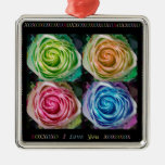 Colorful Rose Spirals With Love Christmas Tree Ornament