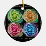 Colorful Rose Spirals With Love Ornament