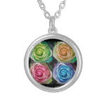 Colorful Rose Spirals With Love Pendant