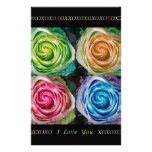 Colorful Rose Spirals With Love Stationery