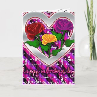 Colorful Roses and Heart Valentines Day Card