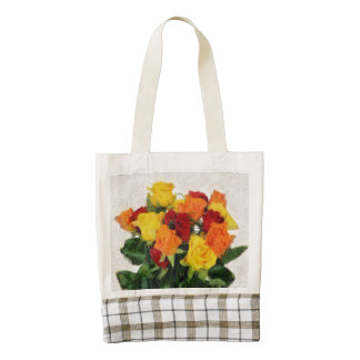 Colorful roses bouquet painting zazzle HEART tote bag