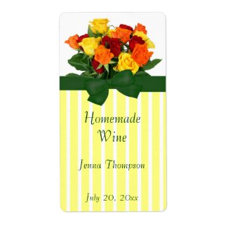 Colorful Roses Homemade Wine Label label