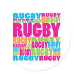 Colorful Rugby Round Stickers