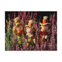 Colorful scarecrows post card