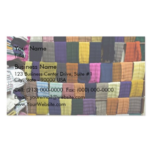 Colorful scarves on display business card (front side)