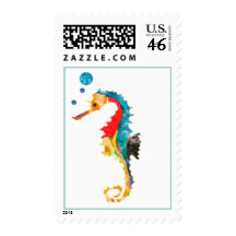 Colorful Seahorse Postage Stamp