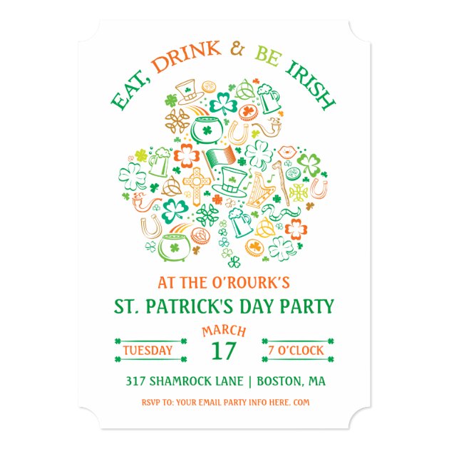 Colorful Shamrock St. Patrick's Day Invitation (front side)