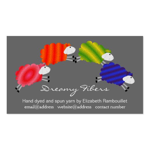 Colorful Sheep Fiber Artist Hangtag Business Card Template (front side)