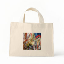 Colorful shimmer fringe close up tote bag