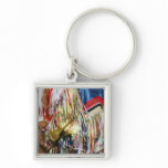 Colorful shimmer fringe close up keychains