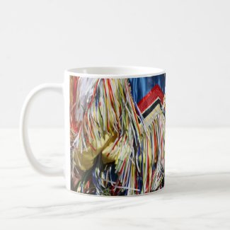 Colorful shimmer fringe close up mug