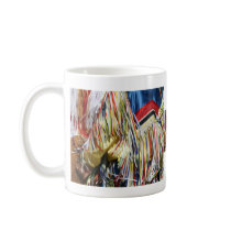 Colorful shimmer fringe close up coffee mug