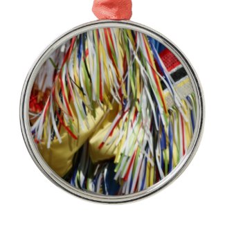 Colorful shimmer fringe close up ornament