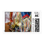 Colorful shimmer fringe close up postage