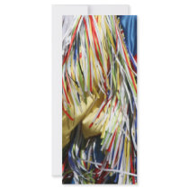 Colorful shimmer fringe close up custom rack card