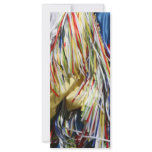 Colorful shimmer fringe close up custom rack card