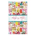 Colorful Simple Hand Drawn Retro Flowers Pattern 3 business cards