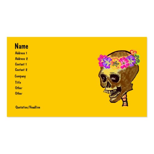 Colorful Skeleton Skull Business Card Template (front side)