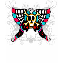 Colorful Skull Butterfly and Vines t-shirts
