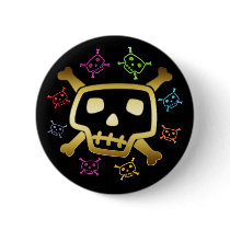 COLORFUL SKULLS & CROSSBONES buttons