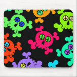 COLORFUL SKULLS WITH PEACE SIGNS MOUSE PAD