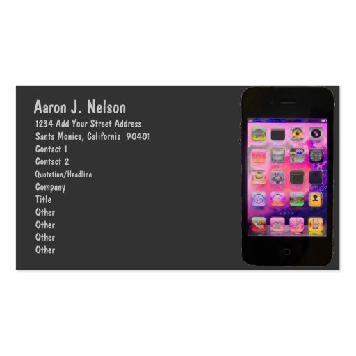 Colorful Smart Phone Personal Business Card Template (front side)