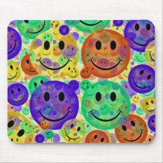 Colorful Smiley Faces Collage mousepad