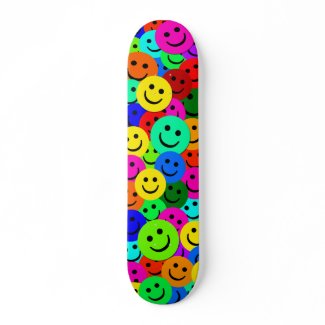 COLORFUL SMILEY FACES COLLAGE skateboard