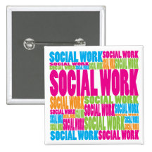 Colorful Social Work Pinback Buttons
