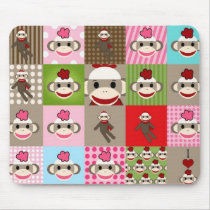 Colorful Sock Monkey Patchwork Mouse Pads