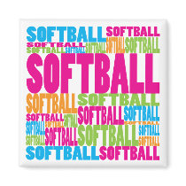 Colorful Softball Fridge Magnet